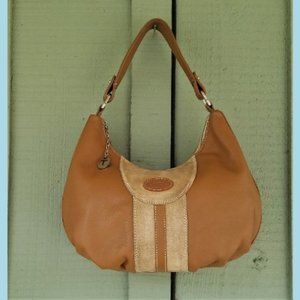 TOD'S Tan Leather Suede Hobo Shoulder Bag Purse